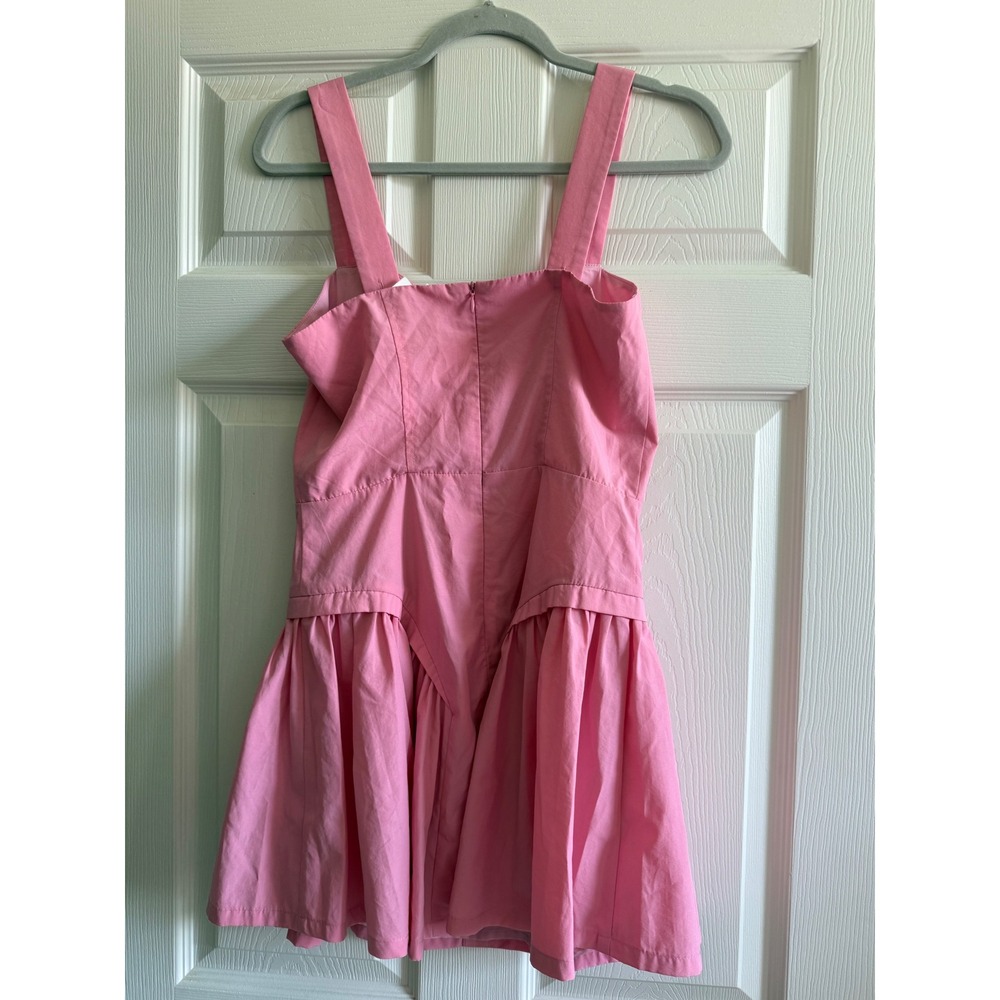 Heyson Pink Button Down Drop Waist Mini Dress Sleeveless Sweetheart Neck Small